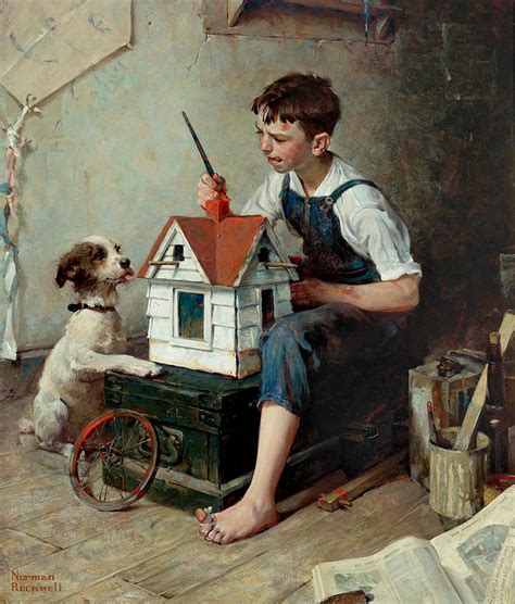 Painting The Little House Painting By Norman Rockwell