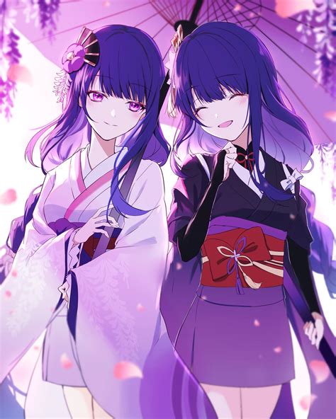 wallpaper anime girls genshin impact raiden shogun genshin impact raiden makoto long hair