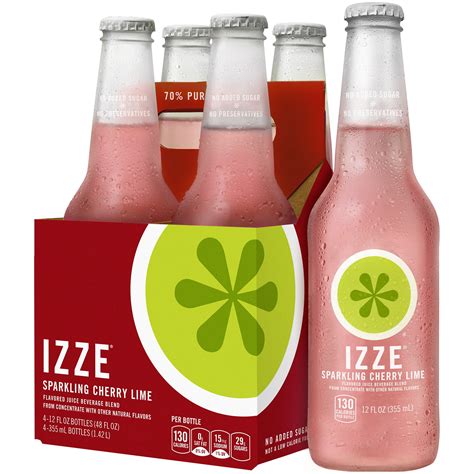 Izze Sparkling Cherry Lime Juice Beverage 4 12 Fl Oz Bottles