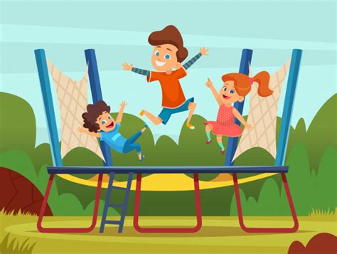 Ayuda al simpático animal de dibujos animados a ganar. Saltar trampolín niños. juegos de niños activos en la ...