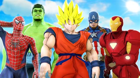 Goku Dragon Ball Z Vs Marvel Superheroes Hulk Spiderman Thor
