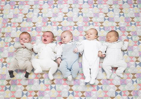 Five Babies On Quilt Stock Image F0040187 Science Photo Library