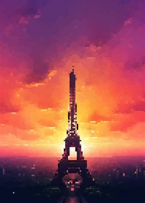 Eiffel Tower Pixel Art Poster By Powerful Words Displate