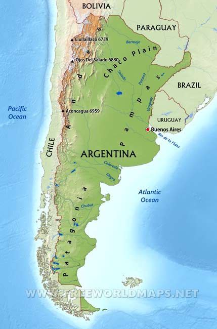 Argentina Physical Map Argentina Geography Argentina Map Hollywood