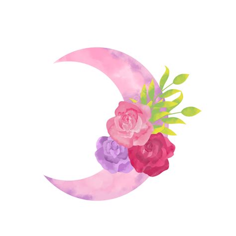 Ramadan Moon Png Picture Watercolor Ramadan Moon With Rose Flowers And