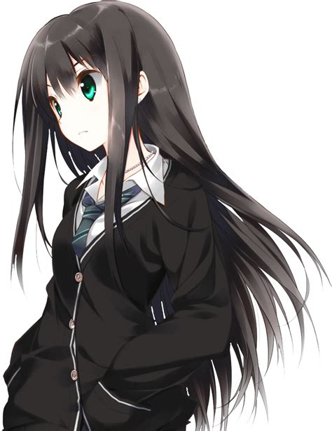 Black Hair Anime Girl Transparent Png Png Play