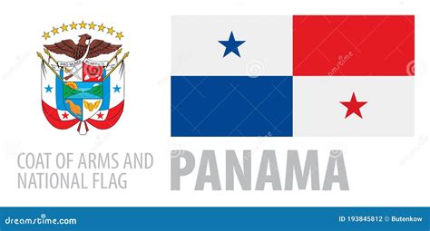 Vector Set Of The Coat Of Arms And National Flag Of Panama Stock Vector