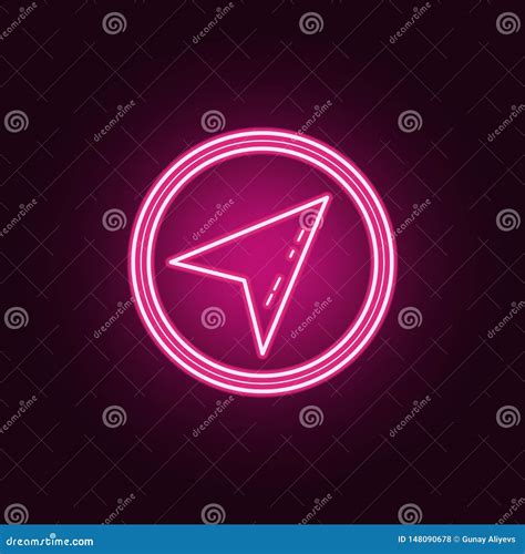 Cursor In A Circle Neon Icon Elements Of Navigation Set Stock