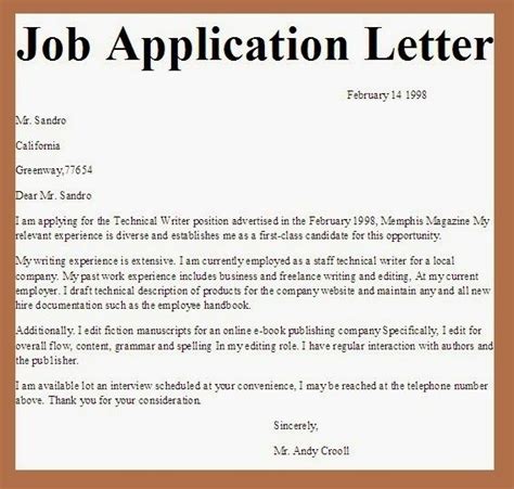 While applying to jobs, you might be asked to provide a job application letter (sometimes referred to as a cover letter) along with your resume. applications letter | Application letter sample, Simple ...