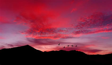 Dramatic Landscape With Red Sunset Stock Photo Image Of