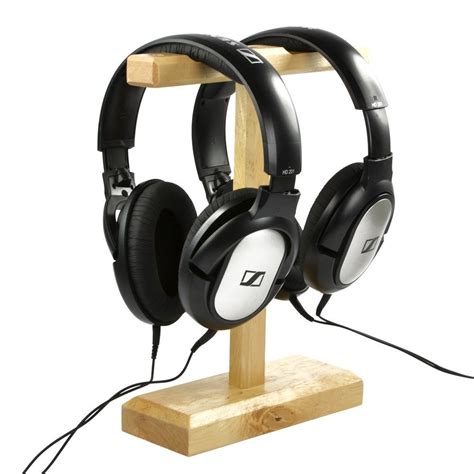 Wood Dual Headphones Stand Holder For Bose Qc15 Qc25 Sony