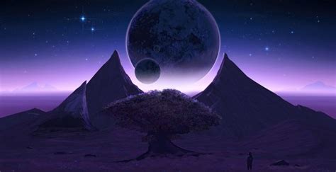 3 Planets Meets Fantasy Tree Landscape Wallpaper Hd Image Picture