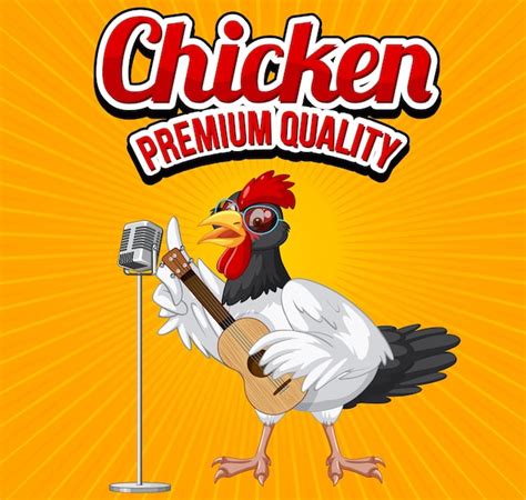 Banner De Calidad Premium De Pollo Con Personaje De Dibujos Animados De Pollo Vector Gratis