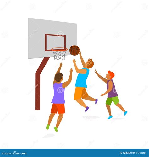 Man Playing Basketball Outdoor Vector Illustration Stock Vector