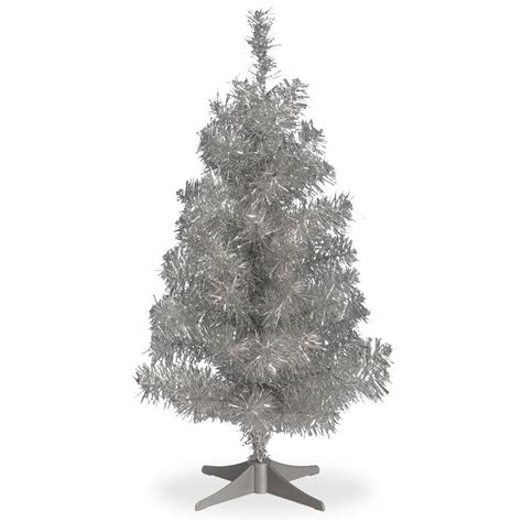 National Tree Company 2 Ft Silver Tinsel Artificial Christmas Tree