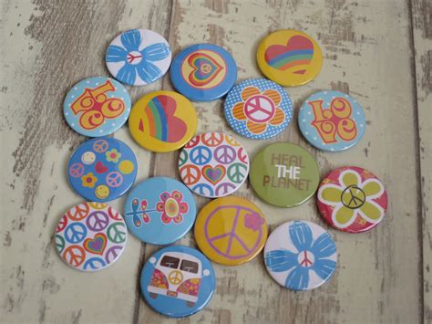 novelty environment 1 25mm button badge peace and love various designs bastel