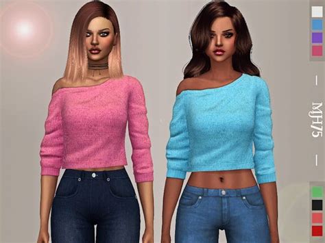 Some Cute Woolen Off Shoulder Sweatersfound In Tsr Category Sims 4