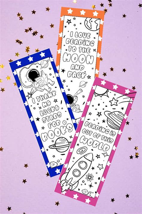 free printable bookmarks to color space bookmark made