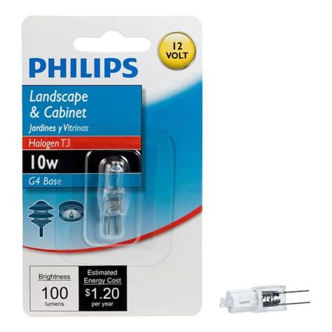 Philips 10 Watt T3 Halogen 12 Volt Landscape And Cabinet Bi Pin Base