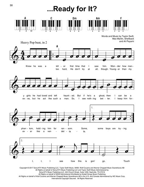 Ready For It Sheet Music Taylor Swift Super Easy Piano