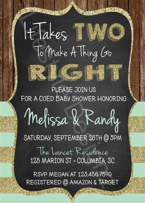 CoEd Baby Shower Invitation It Takes Two Joint Shower Etsy