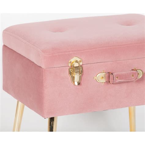 Pink Suitcase Stool With Gold Legs Maison Reproductions