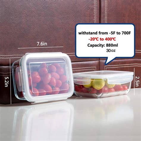 8 Pack 30oz Glass Food Storage Containers Bayco Glass Meal Prep Containers 799862982417 Ebay