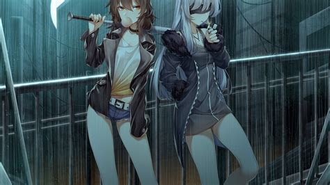Download 2560x1440 Wallpaper Anime Girls Original Rain