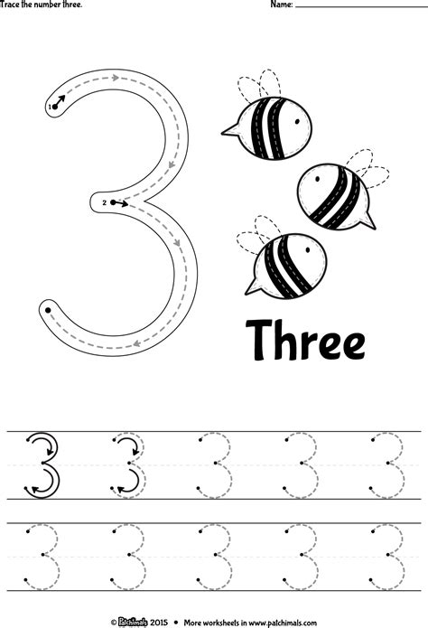 Preschool Free Worksheet Numbers 3 Trees