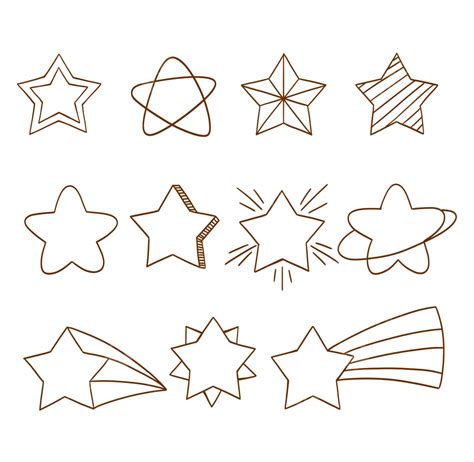 Ilustración De Conjunto De Estrellas De Dibujo Lineal Png Dibujo