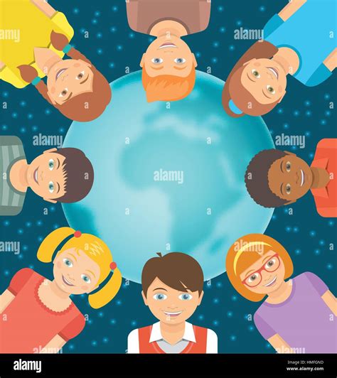 Flat vector conceptual illustration of children of different races ...