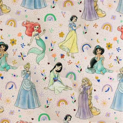 Minky Metallic Disney Princesses 100 Polyester Fabric 148cm Wide Fabmm04