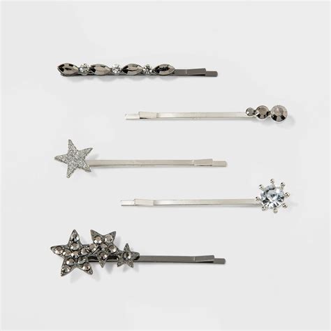 Metal Bobby Pins With Stars And Mixed Simulated Gems Katherine