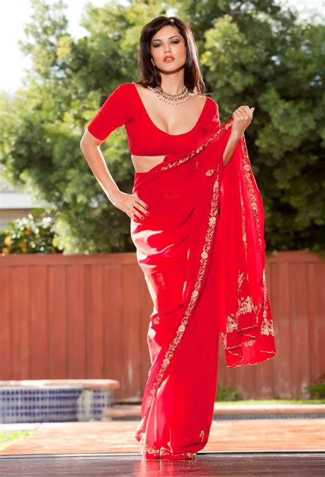 hot picture world red saree leone looks awesome sexy