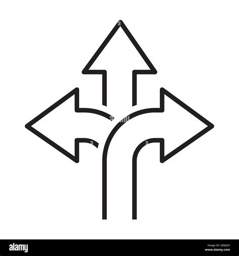 Three Way Direction Arrow Icon Vector Road Direction Sign For Graphic
