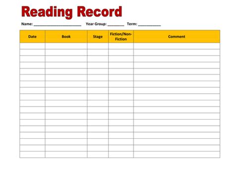 Reading Record Recording Sheet By Hroberts999 Teaching Resources Tes