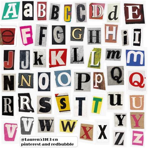 Newspaper Cutout Stickers Lettering Alphabet Lettering Letter Collage