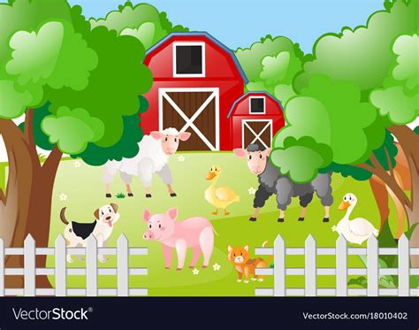Farm Animals Living Farmyard Royalty Free Vector Image