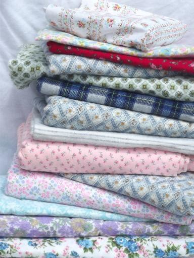 Huge Lot Vintage Cotton Flannel Fabric 38 Yds Assorted Prints