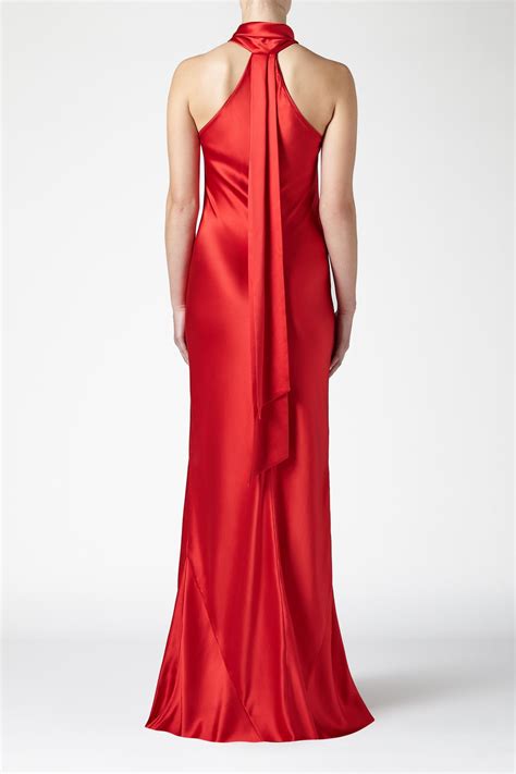 galvan london asymmetrical silk bias cut dress in red lyst