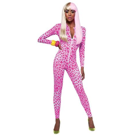 Shop Womens Nicki Minaj Pink Giraffe Jumpsuit Super Bass Costume
