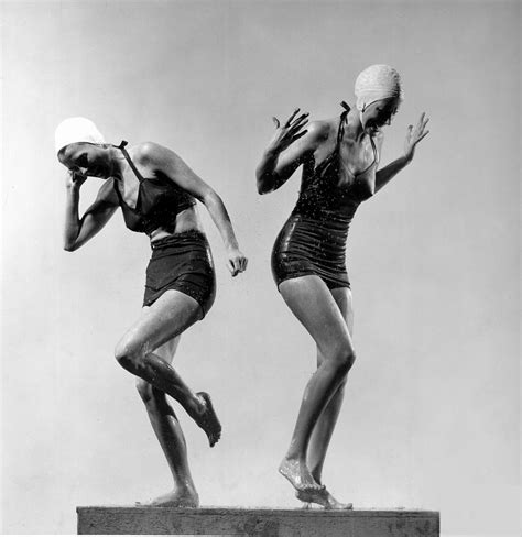 gjon mili two models wearing bathing suits and bathing caps 1946 bathing cap bathing costumes