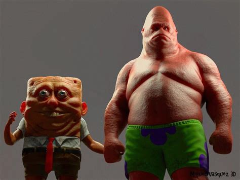 Realistic Spongebob Patrick And Homer Artist Shows Theyd Look Like This Scary Rather Than Cute