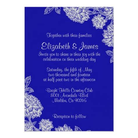 Elegant Royal Blue Wedding Invitations Zazzle