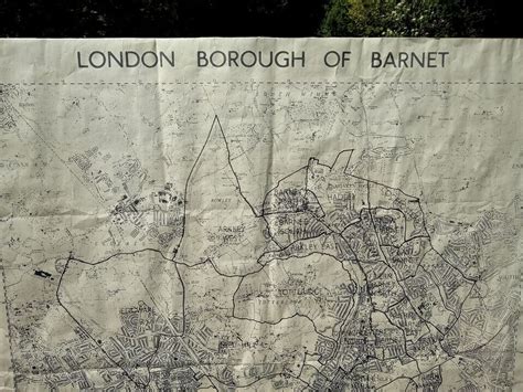 Vintage 1960s Large Map Of The London Borough Of Barnet 1966 Wards