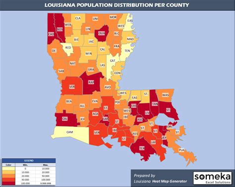 Louisiana Population Density Map