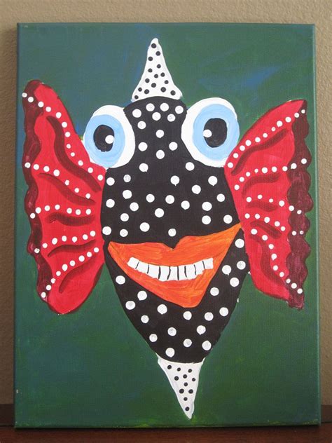 Acrylic Fish Painting On Wrapped Canvas 3500 Via Etsy Fish