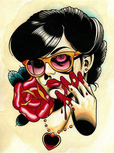 Rose Bloodyhand By Brian Kelly Horror Girl Tattoo Canvas Art Print