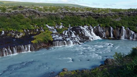Hraunfossar And Barnafoss Waterfalls Iceland 4k Youtube