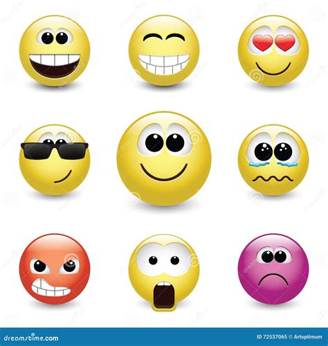 Smiley Faces Expressing Different Feelings Cartoon Vector
